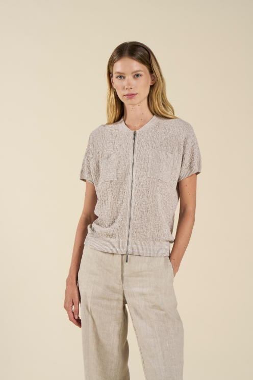 Textured Knit Bomber Jacket