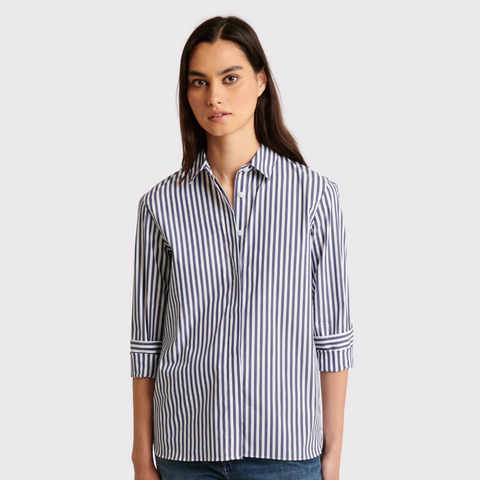 Patrick Assaraf Stretch Cotton Stripe Shirt