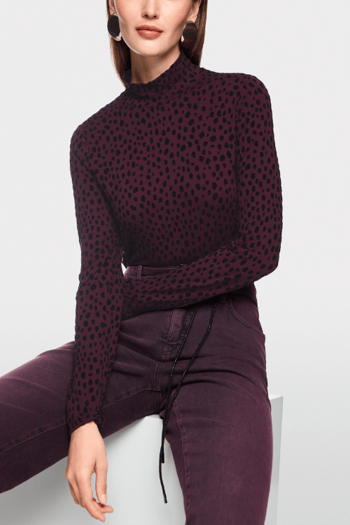 Bambi Print Stretch Mock Neck
