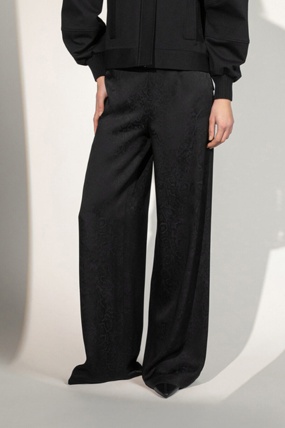 Jacquard Satin Wide-Leg Pants