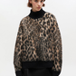 Soft Wool Leopard Oversized Turtleneck