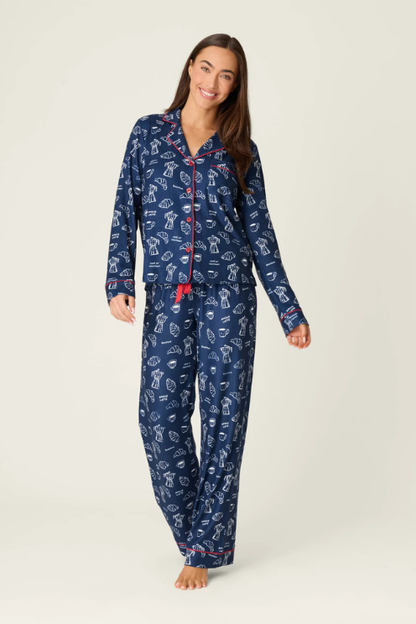 Bonjour Babe French Breakfast Print Long Sleeve PJ Set