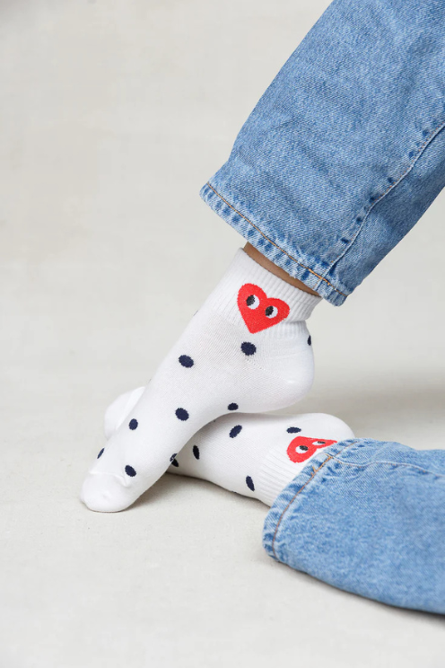 Short Polka Dot Heart Sock