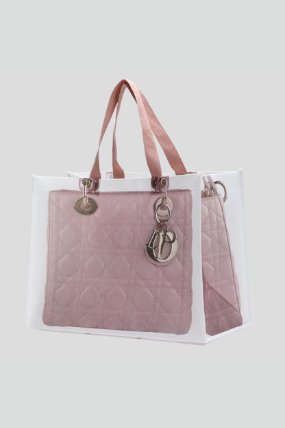 Designer Grocery Tote Pink Quilted