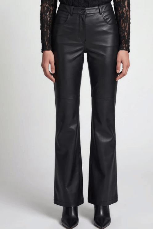 Faux Leather Slim Flare Pants