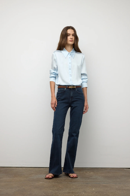 Stretch Silk Button Down Blouse