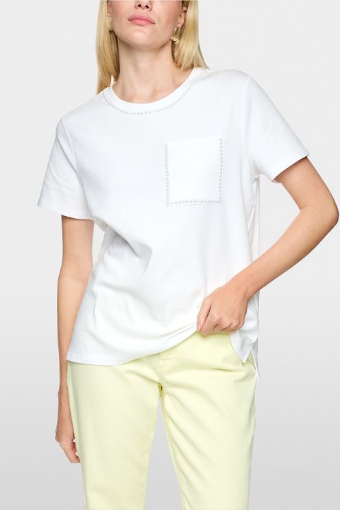 Stretch Cotton Embellished Tee