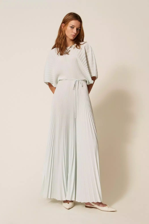 Long Crepe Aqua Dress