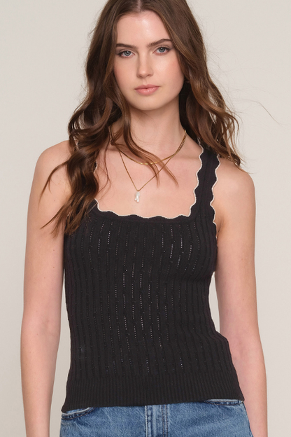 Vianne Scalloped Trim Knit Tank