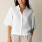 Organic Handkerchief Linen Elbow-Sleeve Shirt