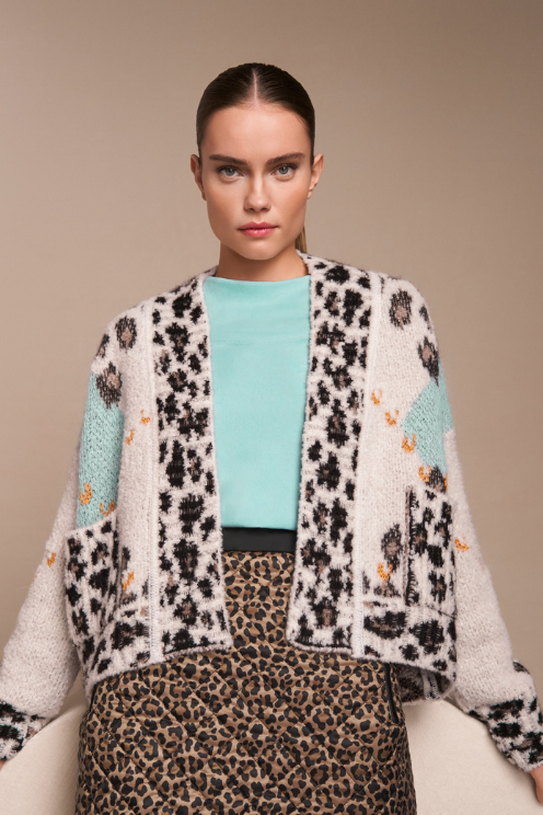 Patterned Open-front Cardi