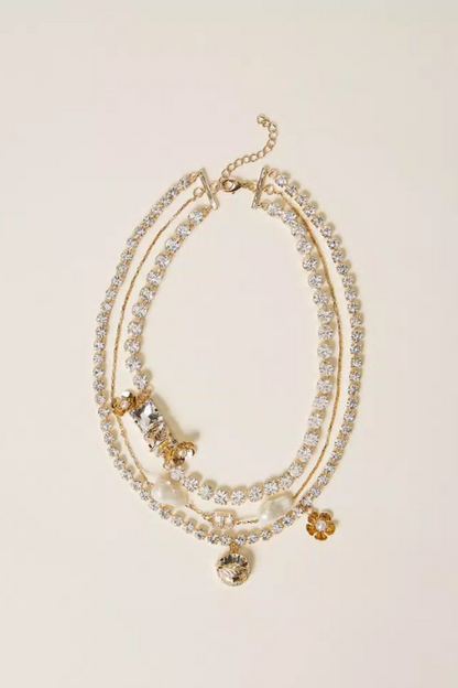 Rhinestone and Floral Necklace