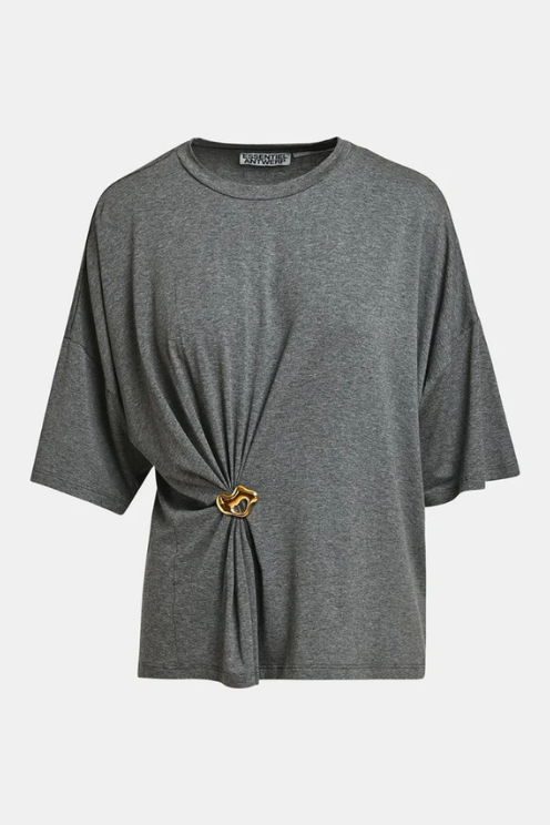Steel Grey T-shirt with Removable Broach