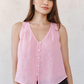 Sleeveless Pintuck V Neck Top - Rose Blush