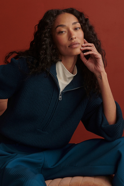 Maura Half-Zip Rib Knit
