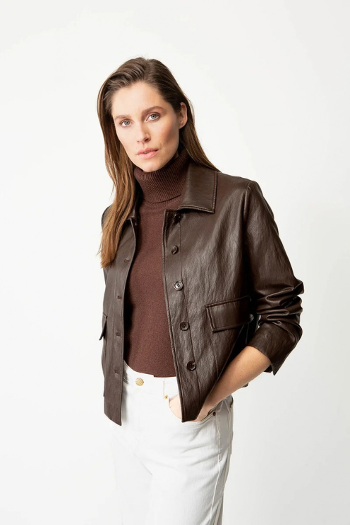 Chocolate Vegan Leather Jacket