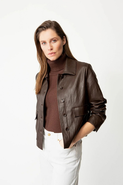 Chocolate Vegan Leather Jacket