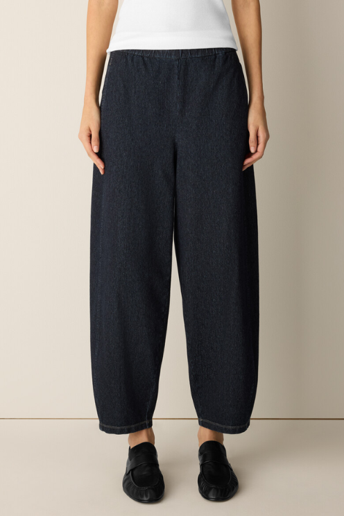 Cotton Indigo Knit Denim Lantern Pant