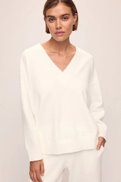 Recycled Boucle Boyfriend Oversized V-Neck Sweater