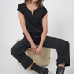 Short Sleeve Silk Top with Pocket