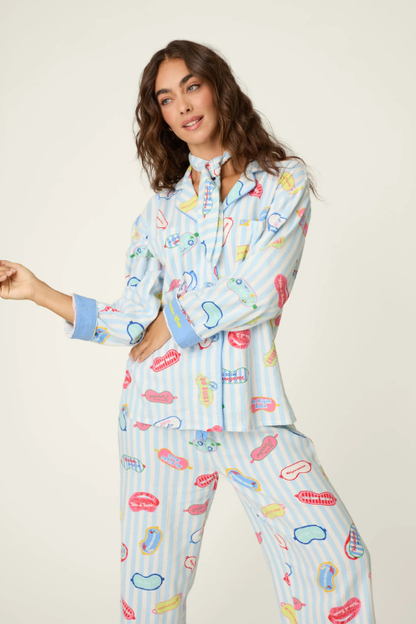 Out of Office Eyemask Print 3-Piece Flannel PJ Set