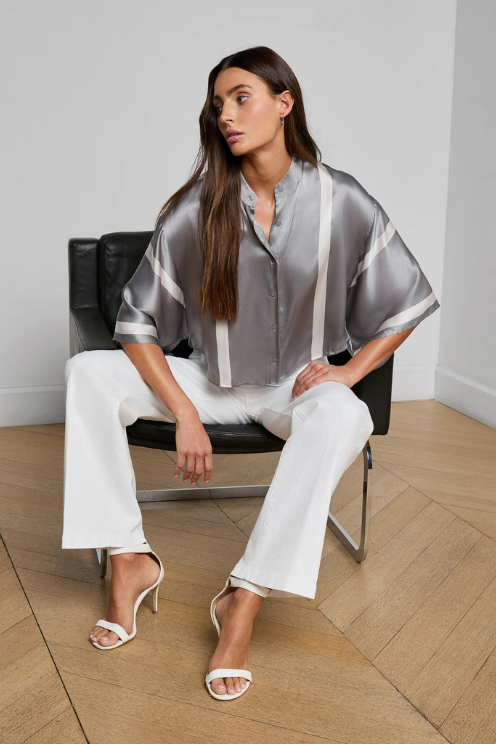 Dru Mandarin Crop Blouse