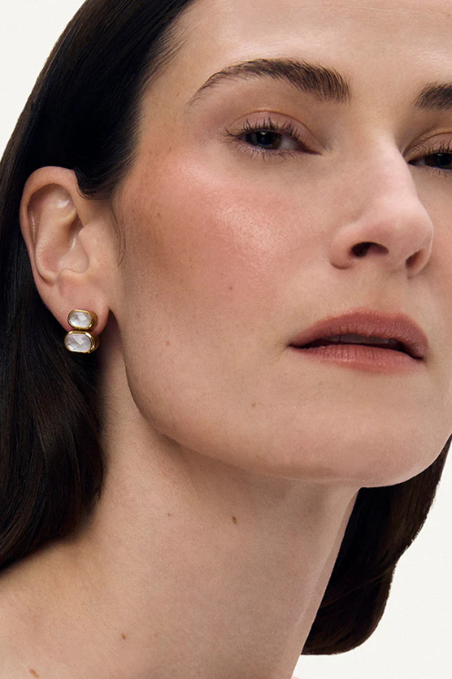 Mercer Double Gemstone Drop Earrings