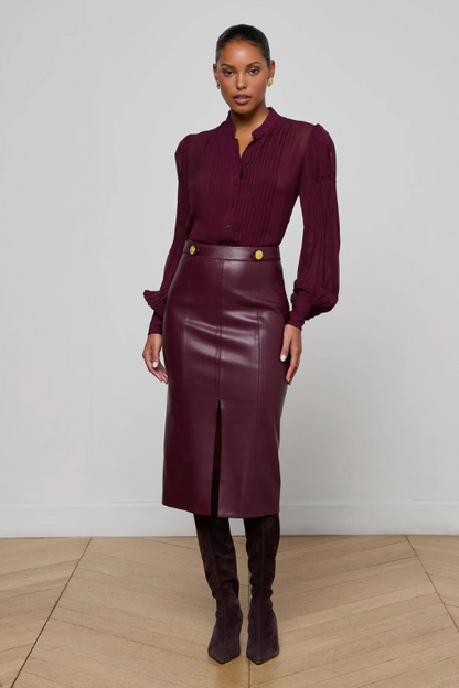 Arlette Vegan Leather Midi Skirt