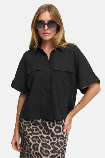Short-sleeved Cotton Voile Blouse