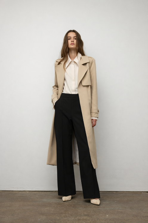 Pintuck Wide Leg Pant