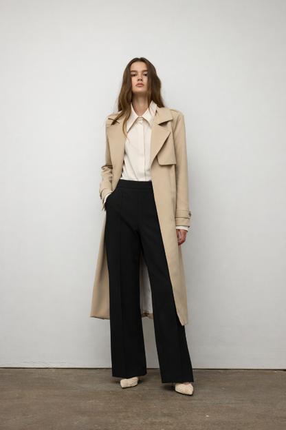 Pintuck Wide Leg Pant