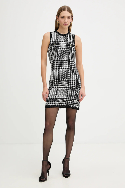 Houndstooth Knit Shift Dress