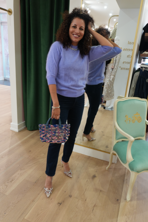 Brushed Elbow Sleeve Boxy Crew W/ Necklace Crewneck