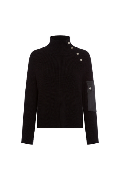 Mock Neck Sweater with Satin Pocket