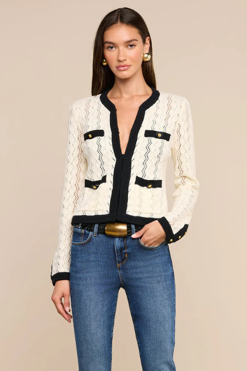Zephyra Pointelle Knit Cardigan