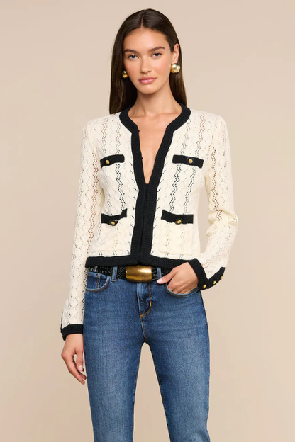 Zephyra Pointelle Knit Cardigan