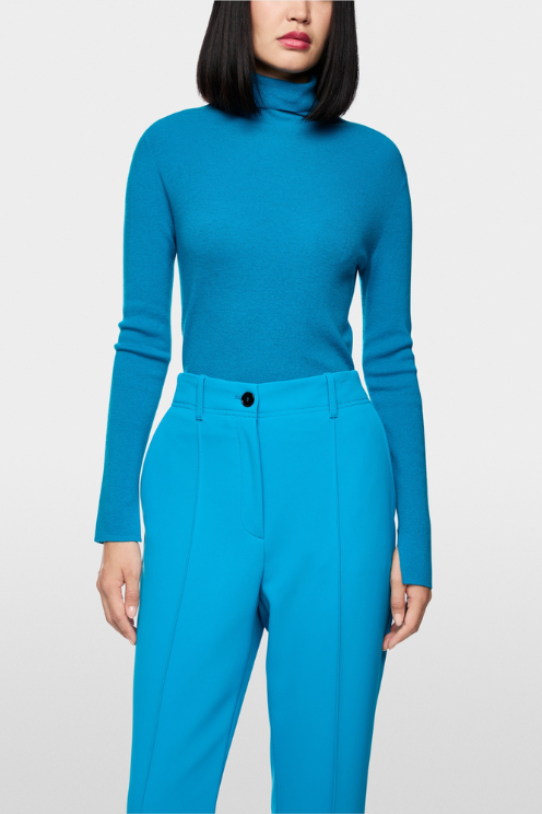 Mystic Blue Fitted Turtleneck Sweater
