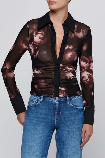 Isola Long Sleeve Mesh Button Up