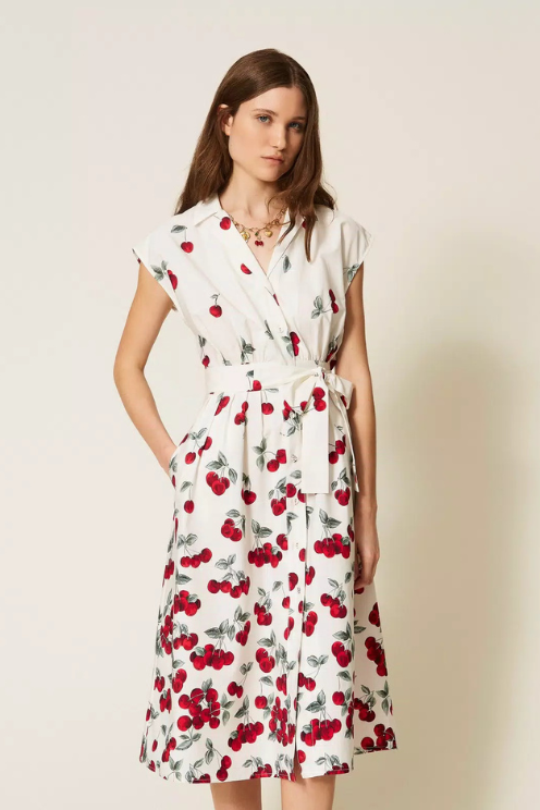 Cherry Cotton Poplin Dress