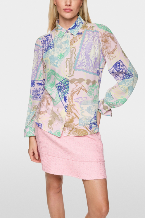 Pastel Stamp Print Blouse