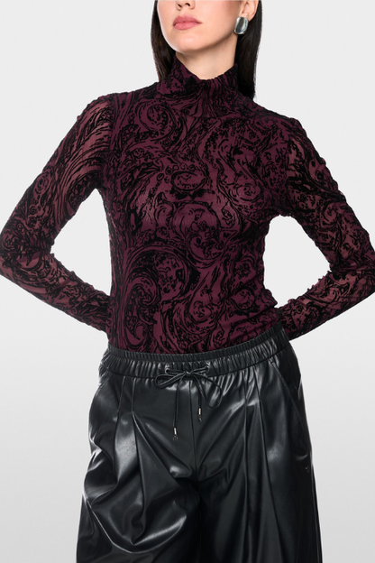 Sheer Shirt with Velvet Details