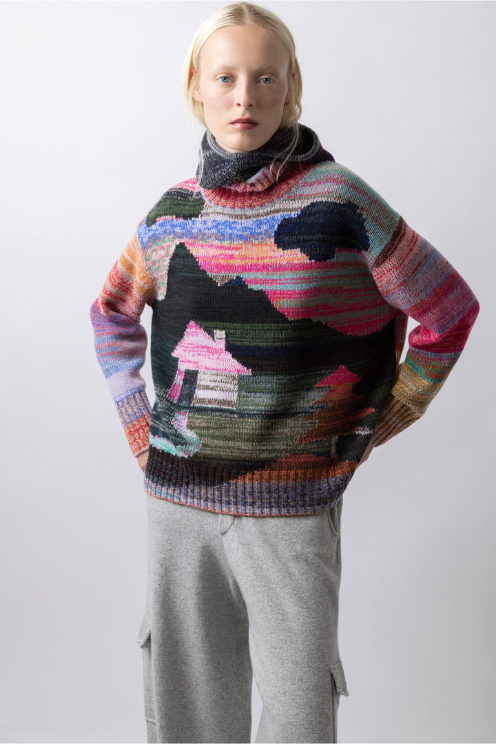 Intarsia Landscape Sweater