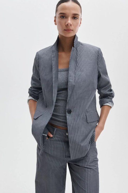 Jennie Striped Poplin Blazer