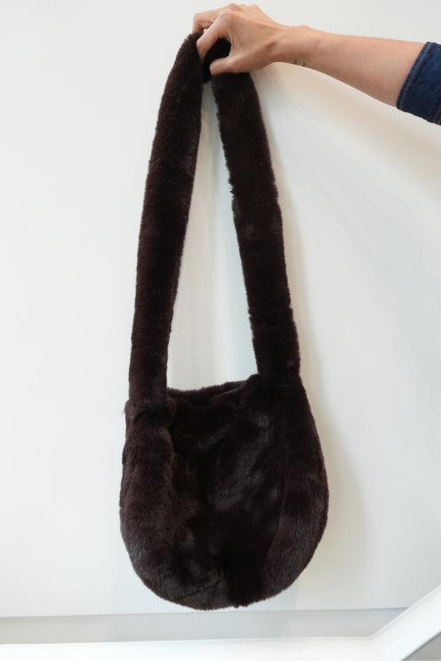Faux Fur Crescent Shoulder Bag