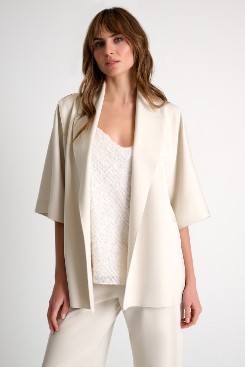 Short Sleeve Blazer - Chalk