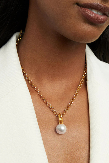 Manhattan Gemstone Pendant Necklace - Pearl