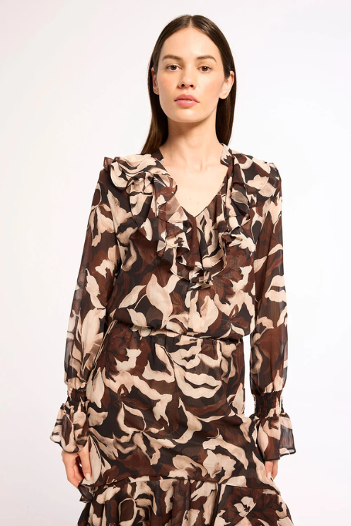Thia Blouse - Chocolate Swirl