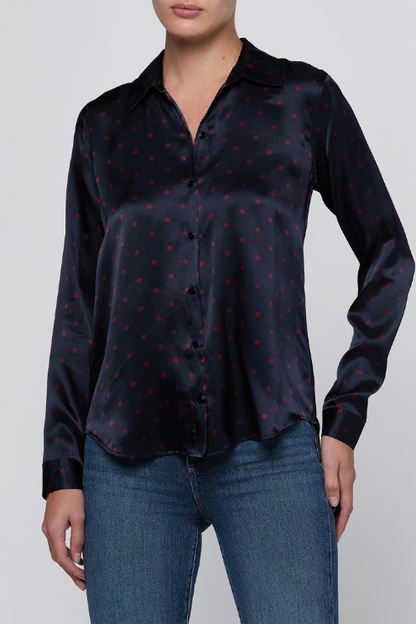 Tyler L/s Blouse - Sangria Polka Dot