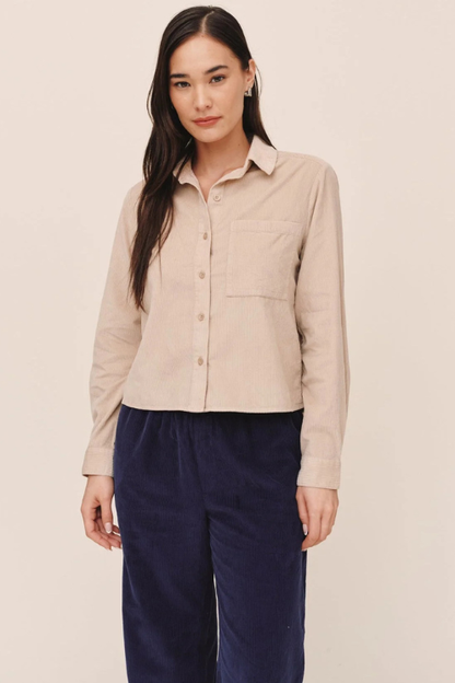 Long Sleeve Patch Pocket Work Shirt - Oat