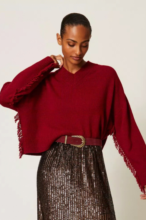 Wool Blend Fringe Jumper
